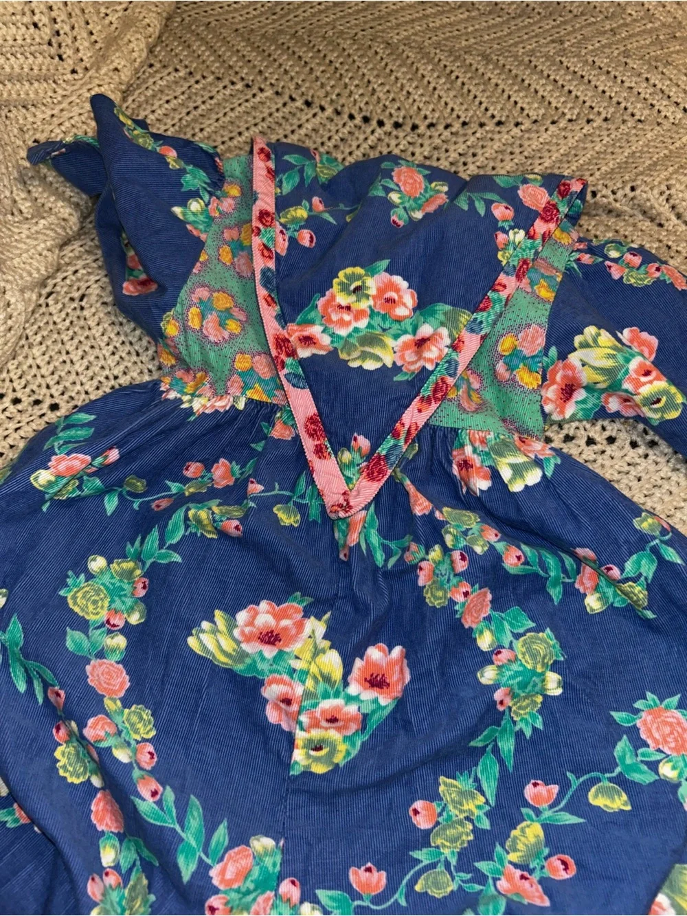 Vintage floral corduroy romper